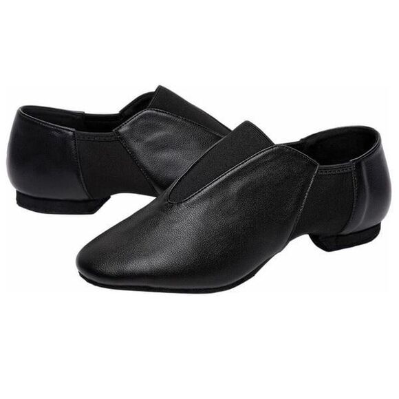 Bokimd Girls Elastic Jazz Dance Shoes Black Split Sole 7Y Big Kids New - Picture 1 of 12